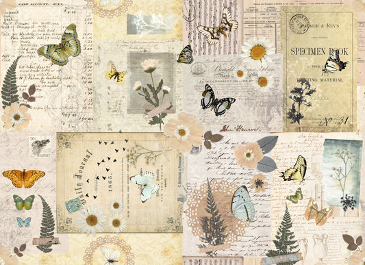 Pressed Flower Masterboard Roycycled Decoupage Paper