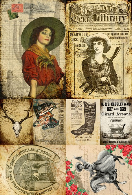 Cowgirls Blocks Roycycled Decoupage Paper