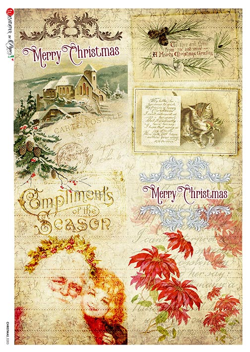 Vintage Christmas Scenes decoupage paper