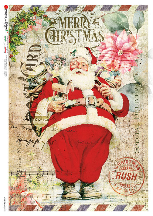 Christmas Santa Decoupage Paper by Paper Designs