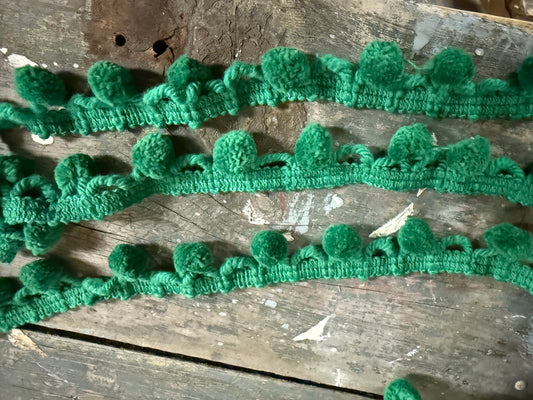 Vintage Green PomPom fringe