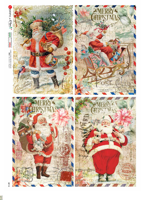 Vintage Santa Greetings decoupage paper