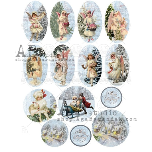 AB Studio Shabby Winter Angel Kids Rice Paper