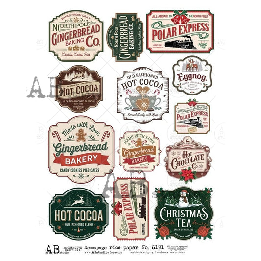 AB Studio Christmas Labels Rice Paper