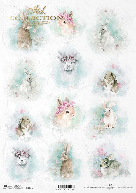 Shabby Spring Bunnies Rice Paper