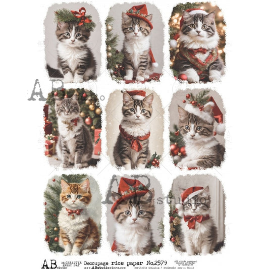 AB Studio Christmas Kitties Rice Paper